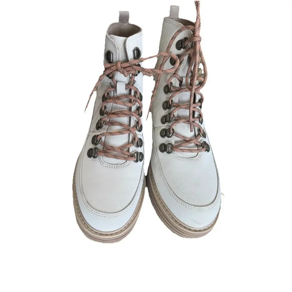 Teva Midform Boots Ivory Swan Womens 9 NEW Water Resistant Combat Lace up winter